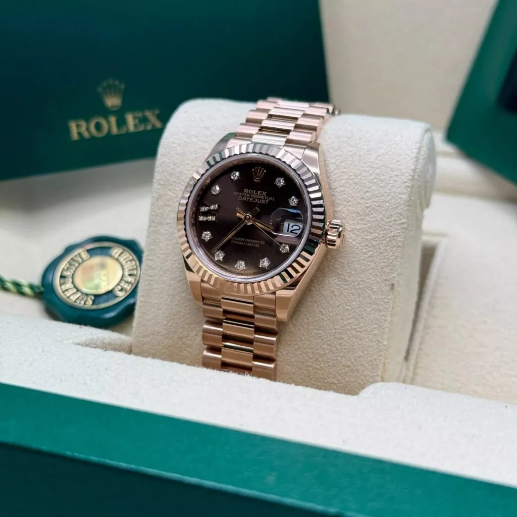 RLX Lady-Datejust 31mm 279175 Chocolate Diamond-Set Dial President Everose Gold