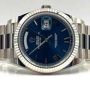 RLX Day-Date "President" 40mm White Gold Blue Roman Dial - 228239