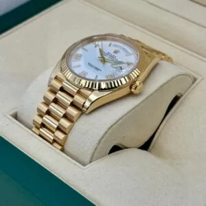 RLX Day-Date "President" 40mm Yellow Gold White Roman Dial - 228238