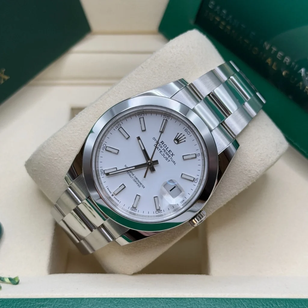 RLX Datejust 41mm 126300 White Index Oyster Stainless Steel Watch