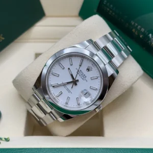 RLX Datejust 41mm 126300 White Index Oyster Stainless Steel Watch