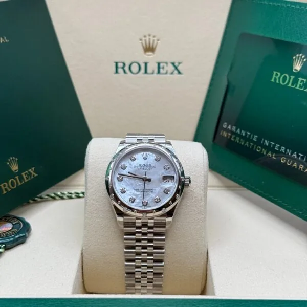RLX Datejust m278344-0005/0006 Mother-of-Pearl Dial 31mm Domed Diamond Oyster Watch