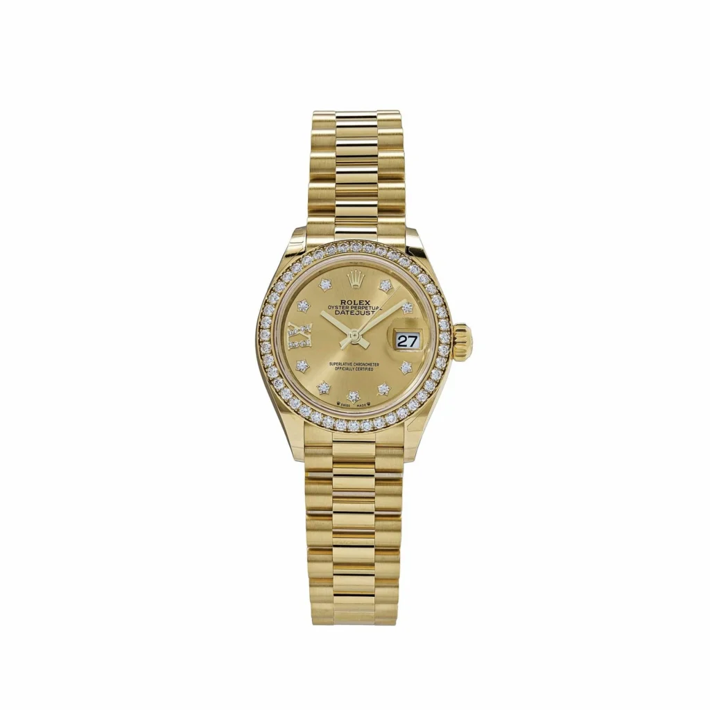 RLX Lady-Datejust 31mm 279138RBR Champagne Diamond Dial and Diamond Bezel Yellow Gold Bracelet