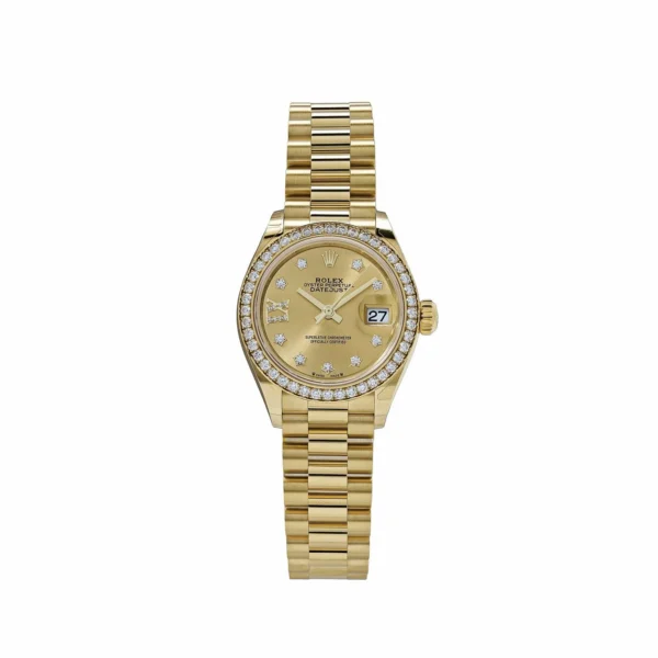 RLX Lady-Datejust 31mm 279138RBR Champagne Diamond Dial and Diamond Bezel Yellow Gold Bracelet