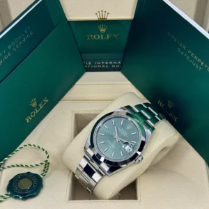 RLX Datejust 41mm 126300 Mint Green Dial Stainless Steel Oyster Bracelet Watch
