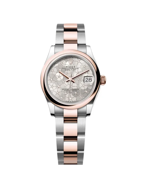 RLX Datejust m278241-0031/0032 31mm Silver Floral Motif Dial Oyster Bracelet Watch