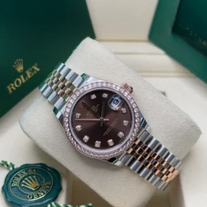 RLX Datejust m278381-0027/0028 Chocolate Diamond 31mm Dial Diamond-Set Bezel and Oyster Bracelet Watch