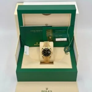 RLX Day-Date "President" 40mm Yellow Gold Black Index Dial - 228238