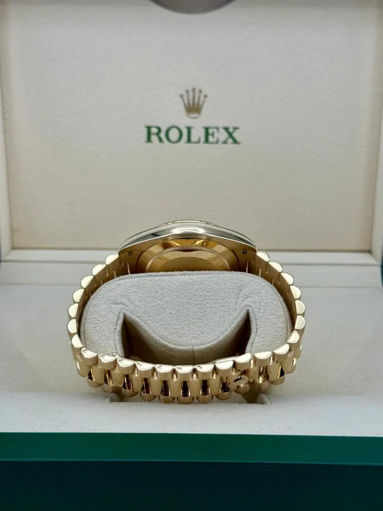 RLX Day-Date "President" 40mm Yellow Gold Champagne Diamond Baguette Dial - 228238