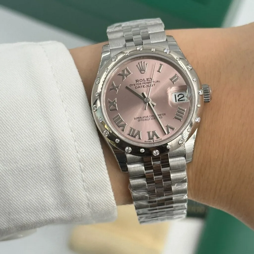 RLX Datejust m278344-0021/0022 Pink Dial 31mm Domed Diamond Oyster Watch