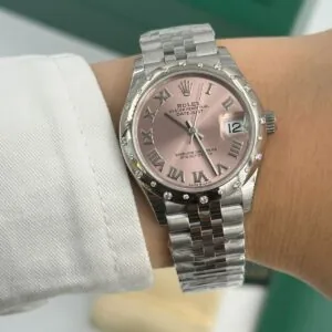 RLX Datejust m278344-0021/0022 Pink Dial 31mm Domed Diamond Oyster Watch