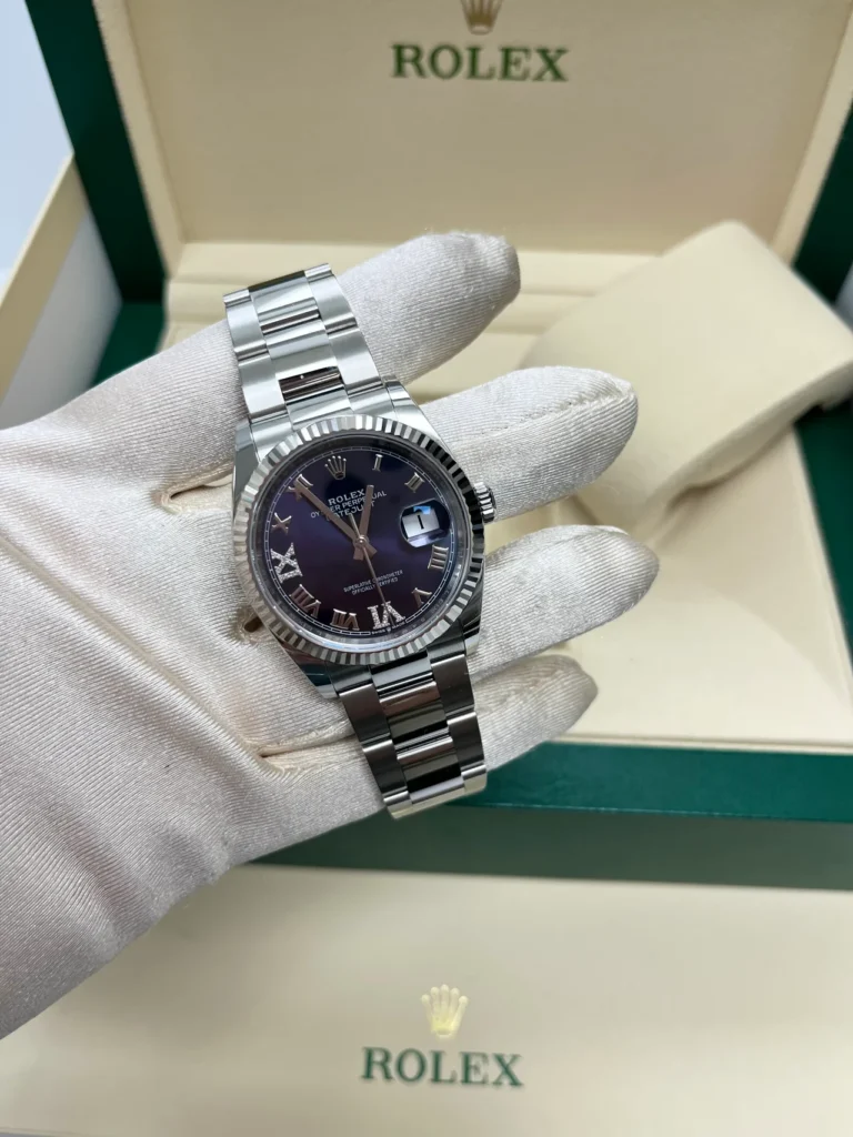 RLX Datejust 36mm 126234 Datejust Aubergine Purple Diamond Roman Oyster Stainless Steel