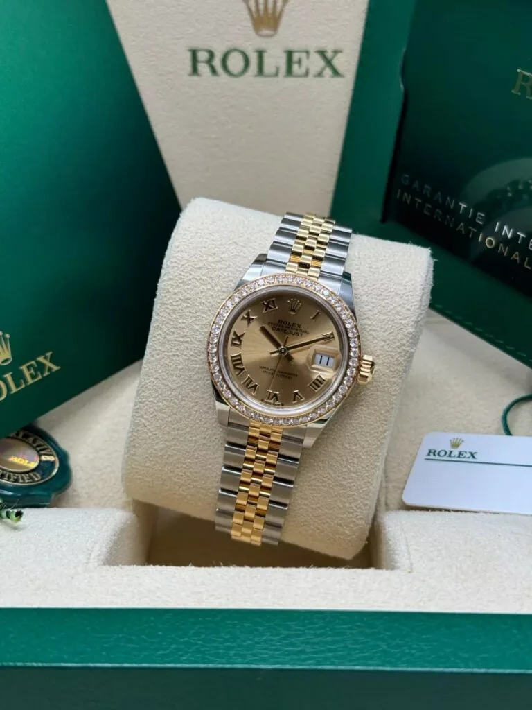 RLX Lady-Datejust 31mm 279383RBR Champagne Roman Dial Yellow Rolesor Oyster Bracelet