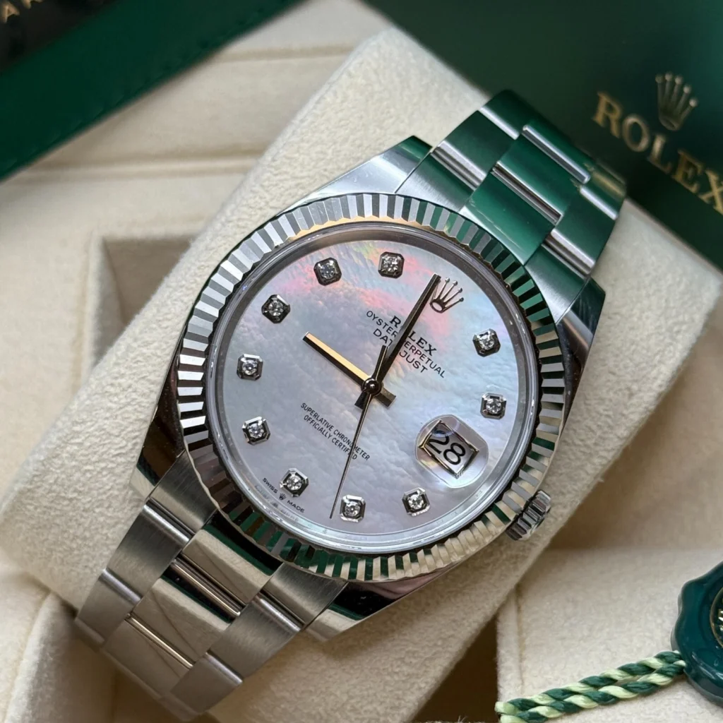 RLX Datejust 41 Mother of Pearl Diamond Stainless Steel Fluted Oyster - 126334
