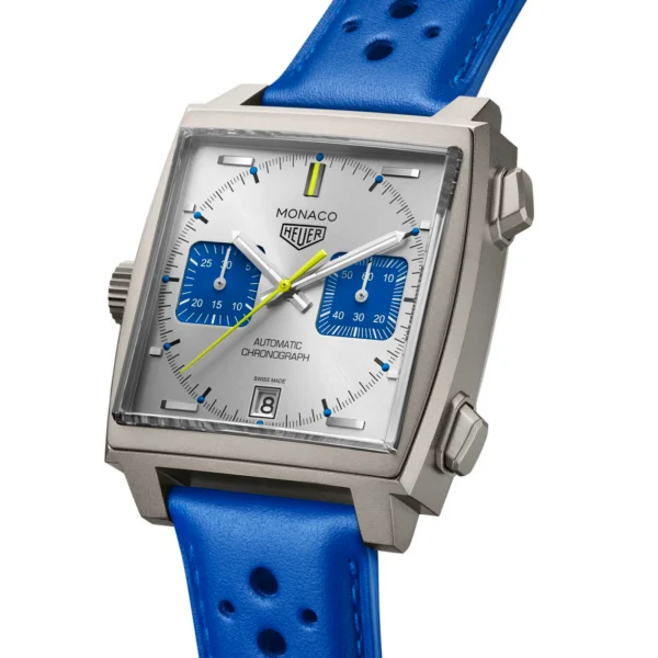 TAG Heuer Monaco Chronograph Racing Blue Limited Edition 39mm Mens Watch Silver CAW218C.FC6548