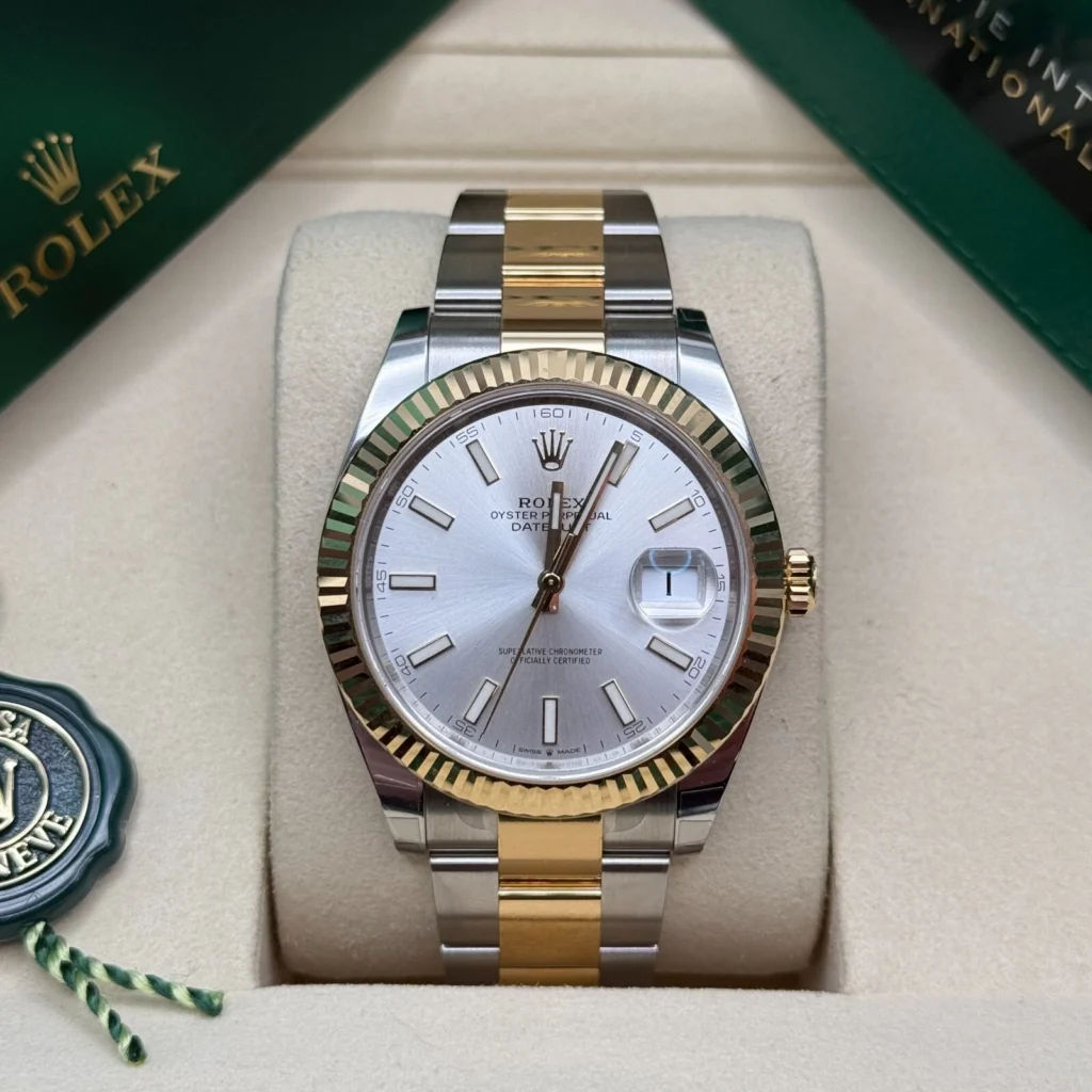 RLX Datejust 41mm 126333 Silver Index Oyster Steel and Yellow Gold Mens Watch