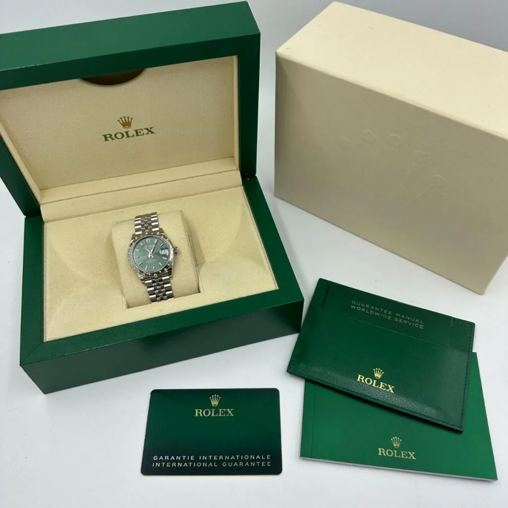 RLX Datejust m278344-0019/0020 Mint Green Dial 31mm Domed Diamond Oyster Watch