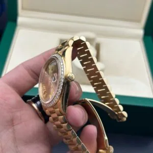 RLX Day-Date 40mm Champagne Dial and Diamond Bezel Yellow Gold President Bracelet 228348RBR-0003