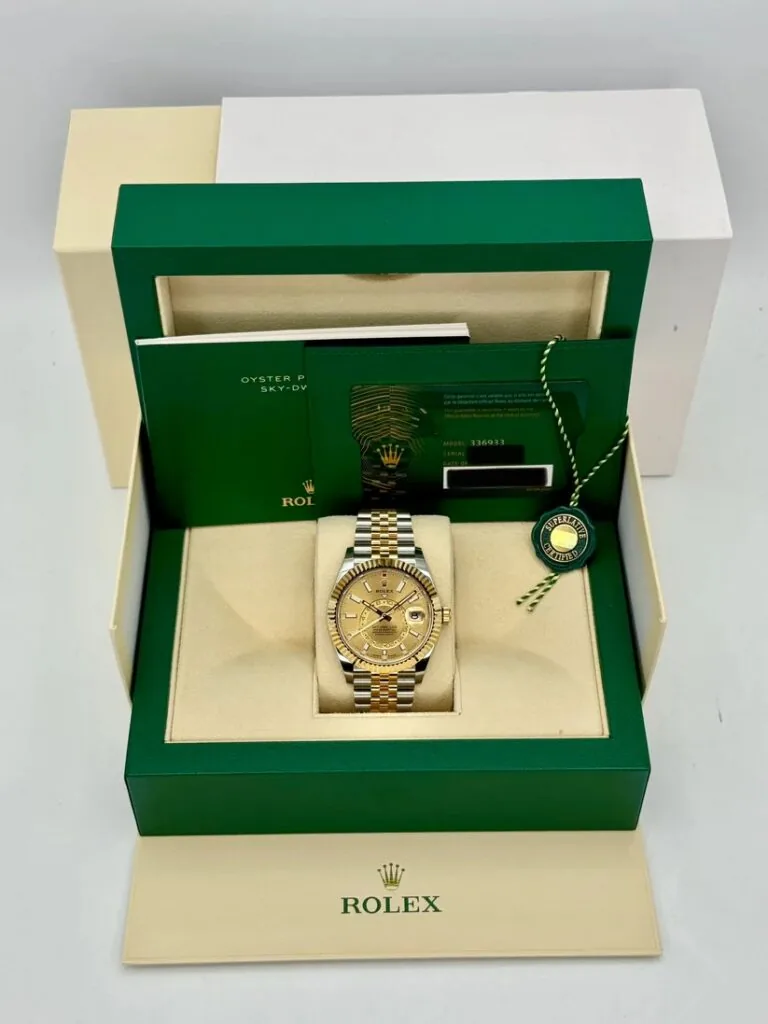 RLX Sky-Dweller 42mm 336933-0001/0002 Two-Tone Yellow Gold Champagne Dial Oyster