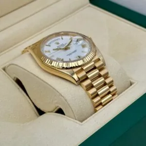 RLX Day-Date "President" 40mm Yellow Gold White Roman Dial - 228238