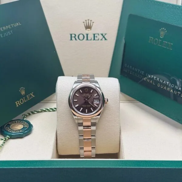 RLX Lady-Datejust 31mm 279161 Chocolate Stick Dial, Two Tone Stainless Steel & 18K Rose Gold Oyster Bracelet Women's Watch