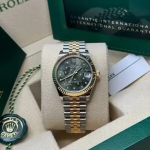RLX Datejust m278273-0031/0032 31mm Olive Green Floral Motif Dial Stainless Steel and Yellow Gold Oyster Watch