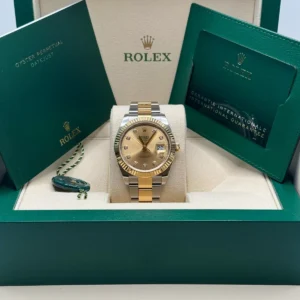 RLX Datejust 41mm Two-Tone Yellow Gold Fluted Bezel Champagne Diamond Dial Oyster - 126333