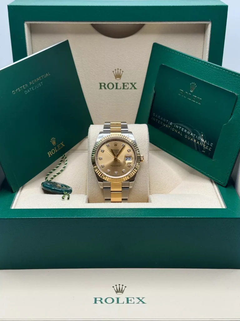 RLX Datejust 41mm Two-Tone Yellow Gold Fluted Bezel Champagne Diamond Dial Oyster - 126333