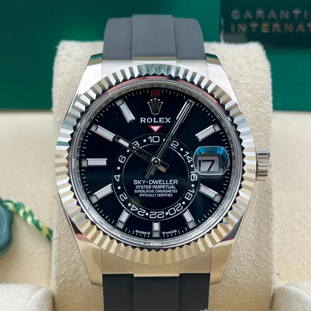 RLX Sky-Dweller 42mm White Gold Black Dial Oysterflex - 336239