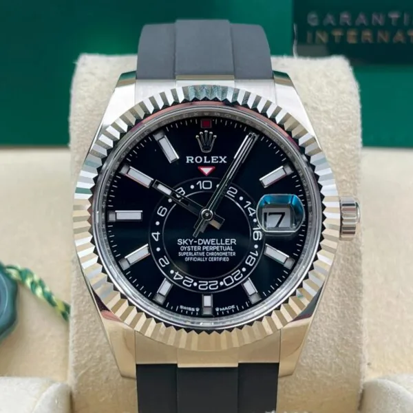RLX Sky-Dweller 42mm White Gold Black Dial Oysterflex - 336239