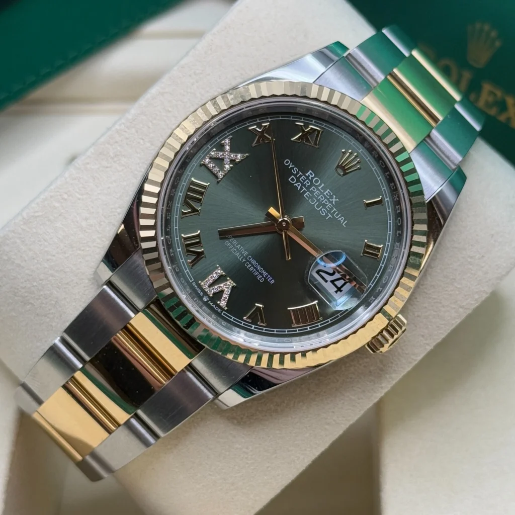 RLX Datejust 36mm 126233 Olive-green Roman Diamond Dial Two-Tone Jubilee Bracelet