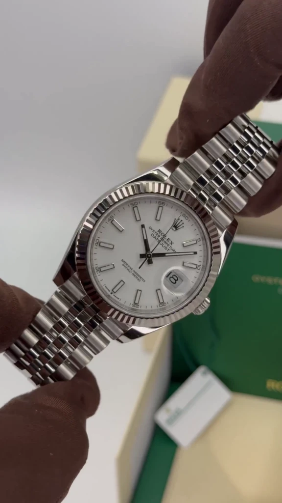 RLX Datejust 41mm 126334 White Roman Oyster Stainless Steel Mens Watch