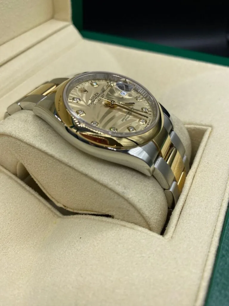 RLX Datejust 36mm 126203 Golden Palm Dial Domed Bezel Oyster Bracelet