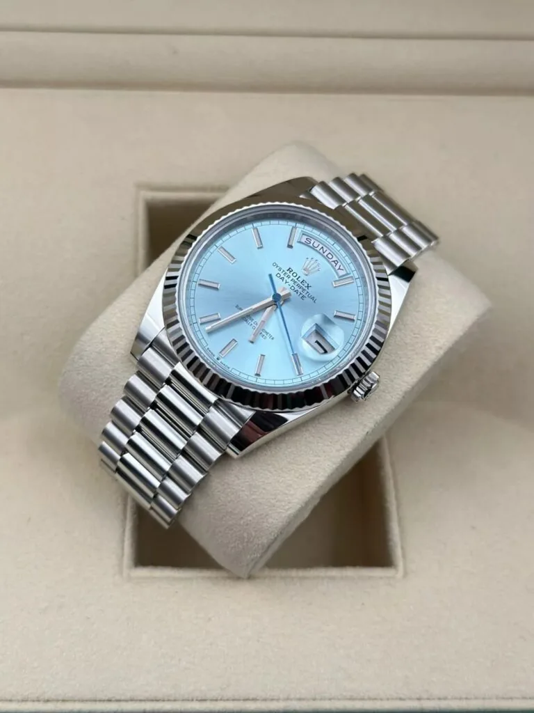 RLX Day-Date "President" 40mm Platinum Ice Blue Index Dial - 228236