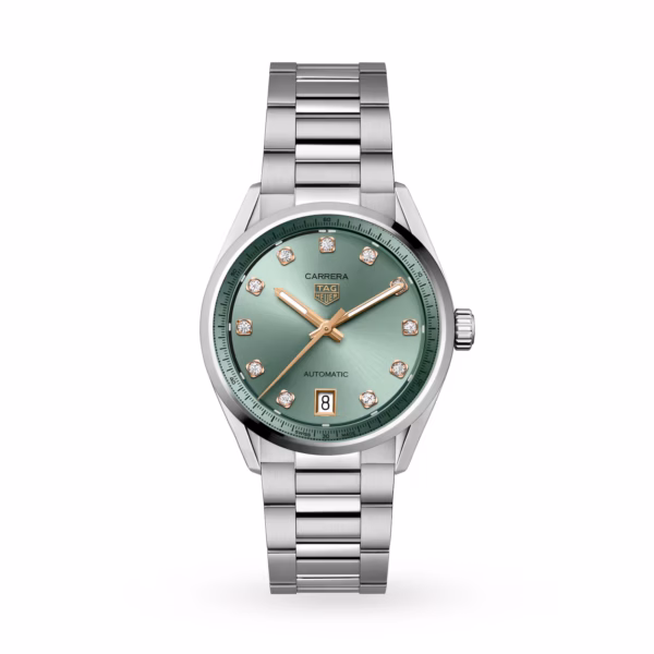 TAG Heuer Carrera Date 36mm Ladies Watch Green Diamond Dot WBN2317.BA0001