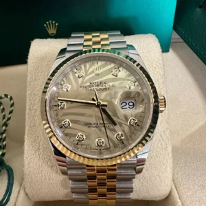 RLX Datejust 36mm 126233 Champagne Palm Motif Diamond Dial and Jubilee Bracelet Watch