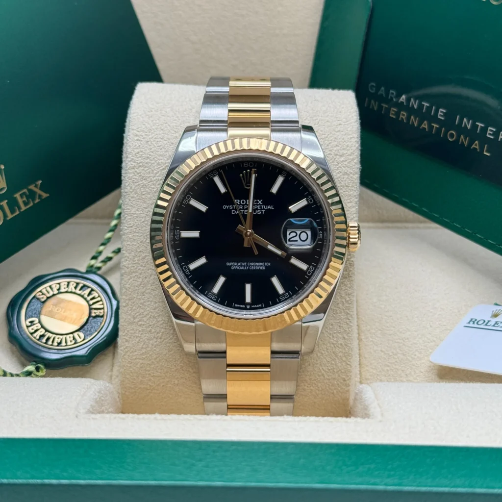 RLX Datejust 41mm Two-Tone Yellow Gold Fluted Bezel Black Index Dial Jubilee - 126333