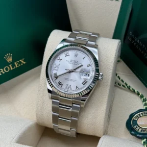 RLX Datejust 36mm 126234 White Roman Dial Oyster Stainless Steel Mens