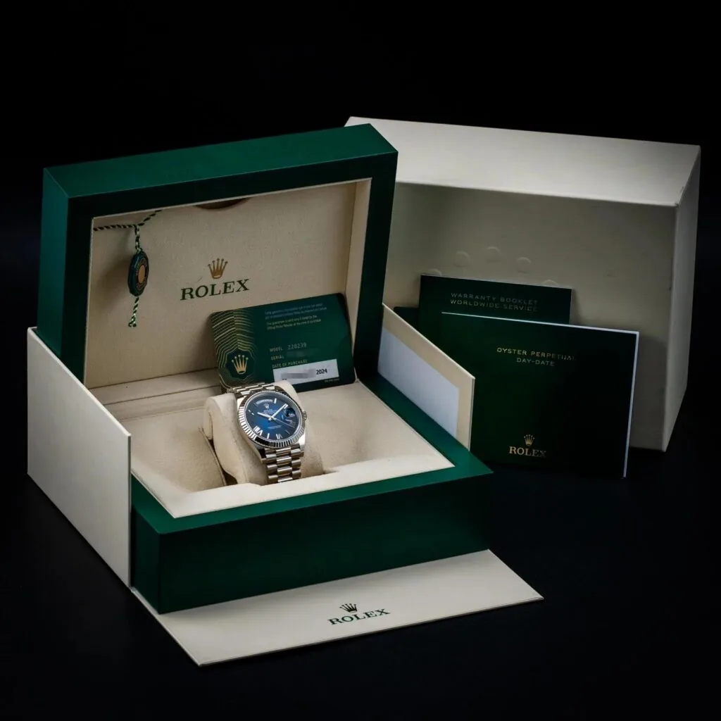 RLX Day-Date "President" 40mm White Gold Blue Roman Ombre Dial - 228239