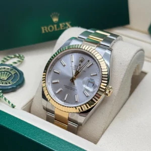 RLX Datejust 41mm 126333 Silver Index Oyster Steel and Yellow Gold Mens Watch