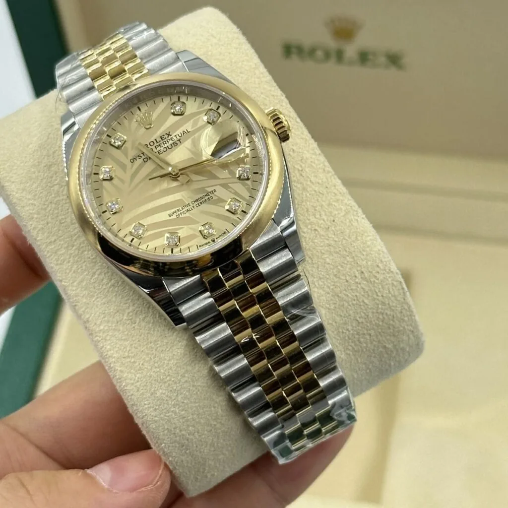 RLX Datejust 36mm 126203 Golden Fluted Dial Domed Bezel Oyster Bracelet