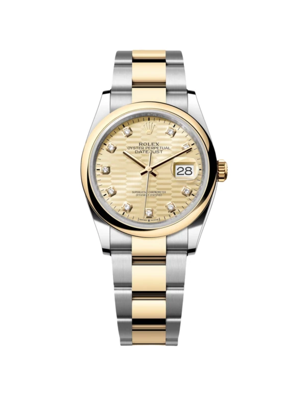 RLX Datejust 36mm 126203 Golden Fluted Dial Domed Bezel Oyster Bracelet