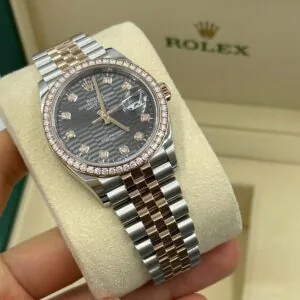 RLX Datejust 36mm 126281 Slate Fluted Motif Diamond Dial Diamond Bezel and Oyster Bracelet