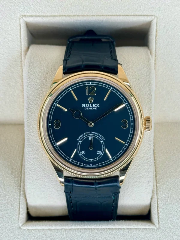 Rolex 1908 Yellow Gold Black Dial Black Alligator Strap - 52508-0002