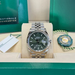 RLX Datejust 36mm 126234 Olive Green Palm Motif Dial Jubilee Stainless Steel Watch
