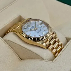 RLX Day-Date 40mm Yellow Gold President Mother of Pearl Diamond Baguette Dial - 228238
