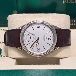 Rolex 1908 White Gold White Dial Brown Alligator Strap - 52509-0006