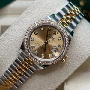 RLX Lady-Datejust 31mm 279383RBR Champagne Diamond Dial Yellow Rolesor Oyster Bracelet