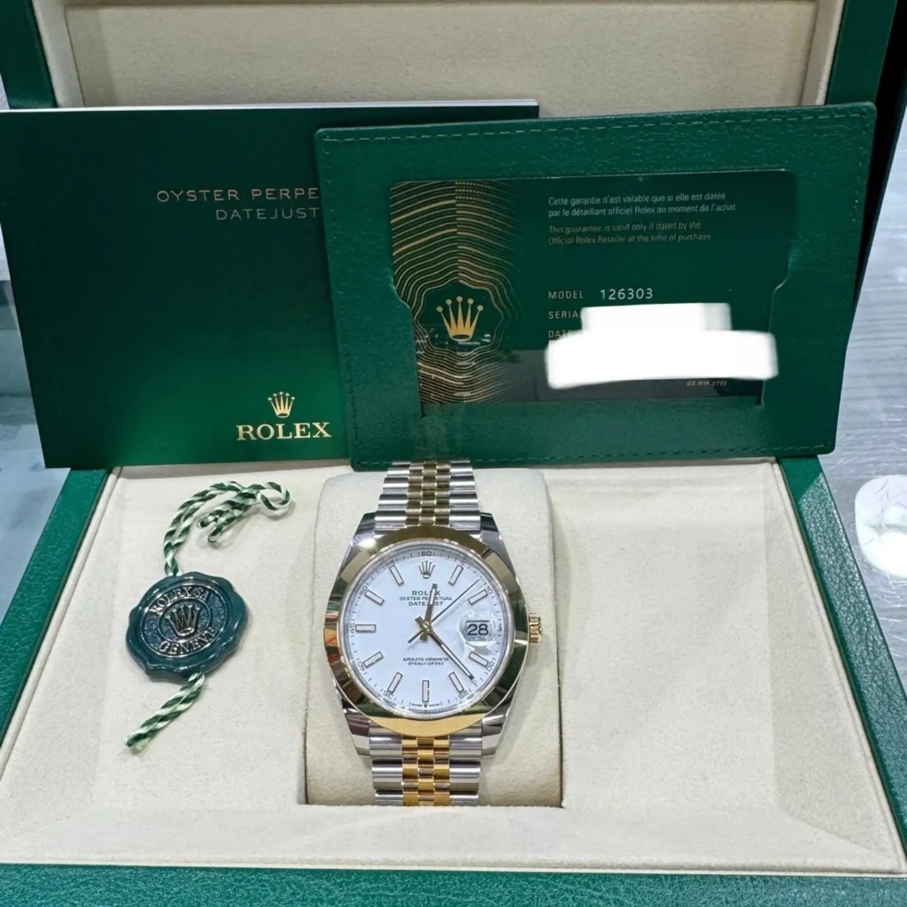 RLX Datejust 41mm 126303 White Index Oyster Steel and Yellow Gold Mens Watch