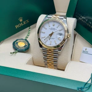 RLX Datejust 41mm 126333 White Index Oyster Steel and Yellow Gold Mens Watch